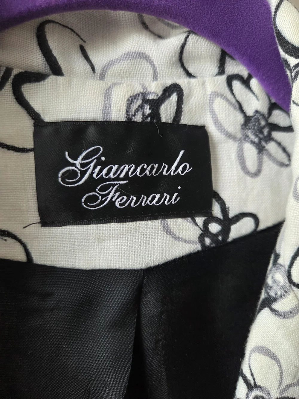 Vintage Y2K Giancarlo Ferrari Linen Floral Blazer Jacket Size 4